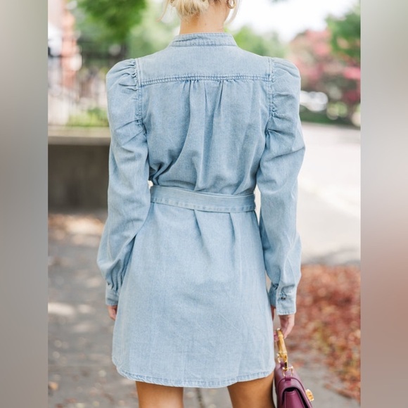 FATE LIGHT WASH Denim Dress with Belt, CASUAL OUTING, SIZE M NWT - Picture 6 of 8